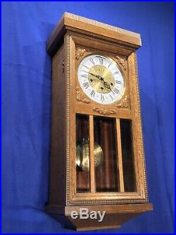 pendulum clock oak westminster chime keywound triple germany case