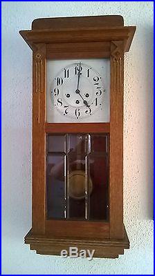 0010-Antique German Junghans Westminster chime wall clock with pipe gong