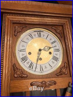 0112-German Jauch triple chime Westminster, St. Michael, Whittington wall clock