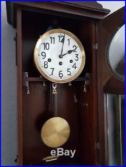 0116 Antique German Junghans Westminster chime wall clock Porcelain dial
