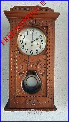 0306 Antique German Junghans Westminster chime wall clock
