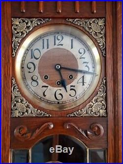 0333 Antique German Mauthe Westminster chime wall clock