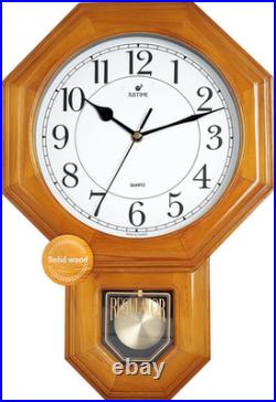 17.5 Schoolhouse Solid Wood Pendulum Wall Clock, Westminster Chime Hourly Wes