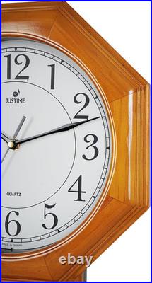 17.5 Schoolhouse Solid Wood Pendulum Wall Clock, Westminster Chime Hourly Wes