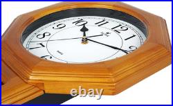 17.5 Schoolhouse Solid Wood Pendulum Wall Clock, Westminster Chime Hourly Wes