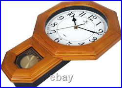 17.5 Schoolhouse Solid Wood Pendulum Wall Clock, Westminster Chime Hourly Wes