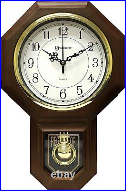 17.5 X 11.25 Essex Westminster Chime Faux Wood Pendulum Wall Clock, Walnut