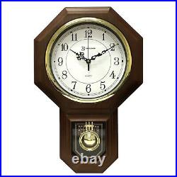 17.5 x 11.25 Essex Westminster Chime Faux Wood Pendulum Wall Clock, Walnut