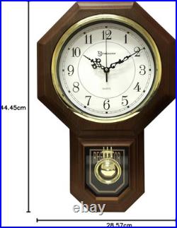 17.5 x 11.25 Essex Westminster Chime Faux Wood Pendulum Wall Clock, Walnut