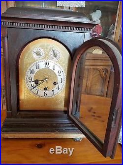 1900's Antique German Junghans Large Mantel Clock Westminster Chimes b12