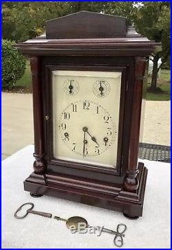 1910s Antique German Mantel Bracket Clock Working With Westminster Chimes