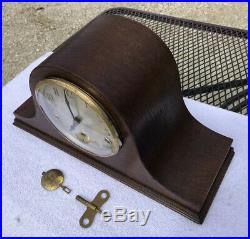 1910s Antique German Mantel Clock Working Correctly Westminster Chimes In Oak