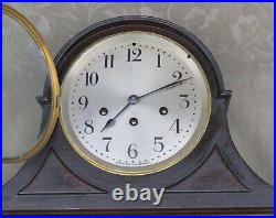 1920 Seth Thomas 113 Westminster Chime 8 Days Tambour Case Wood Mantel Clock USA