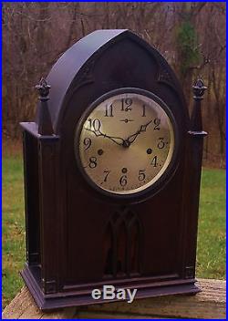 1923 Antique New Haven Abbey Westminster Chime Gothic Style Mantle Clock with Key