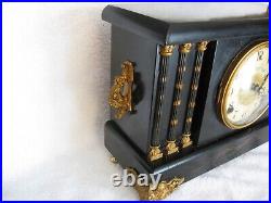 1923 Sessions Weldon Mantle Clock Black 6-column Quartz Mvmnt Multichime 3pt8