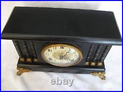 1923 Sessions Weldon Mantle Clock Black 6-column Quartz Mvmnt Multichime 3pt8