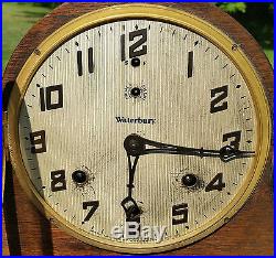 1925 Antique WATERBURY CLOCK CO. Westminster Chime Mahogany Mantel Shelf Clock