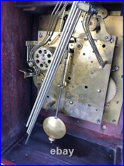 1926 Antique German Gustav Becker Mantel Clock Working Walnut Westminster Chimes