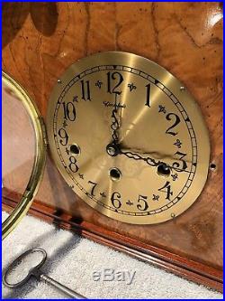 1940s Antique Herschede Mantel Shelf Clock Working Westminster Chimes