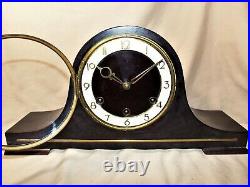 1958 Hermle Stepney 8-Day Westminster Chime Tambour Mantel Clock Clean Working