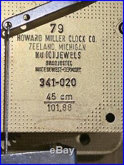 1979 Howard Miller Westminster CHIME 612-536 Regulator Clock 341-020 Mechanism