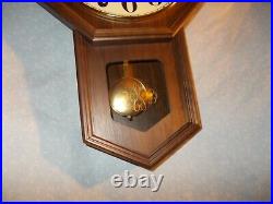 1980s New Old Stock DUAL CHIME SCHOOLHOUSE CLOCK, SOLID WALNUT, FREE SHIP, USA