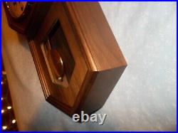 1980s New Old Stock DUAL CHIME SCHOOLHOUSE CLOCK, SOLID WALNUT, FREE SHIP, USA