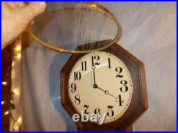 1980s New Old Stock DUAL CHIME SCHOOLHOUSE CLOCK, SOLID WALNUT, FREE SHIP, USA