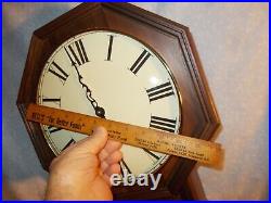 1980s New Old Stock DUAL CHIME SCHOOLHOUSE CLOCK, SOLID WALNUT, FREE SHIP, USA