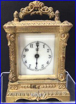 19th century Waterbury antique Mini Brass or Bronze Carriage Clock For Parts
