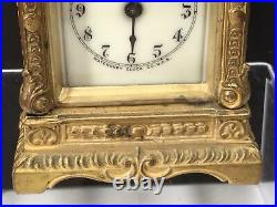 19th century Waterbury antique Mini Brass or Bronze Carriage Clock For Parts