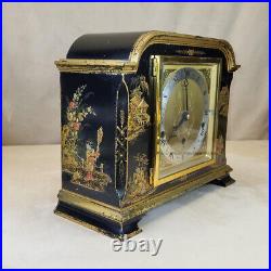 25% OFF SALE 1960 Elliott of London Dual-Chime Chinoiserie Lacquer Mantel Clock