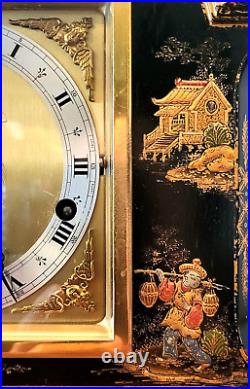 25% OFF SALE 1960 Elliott of London Dual-Chime Chinoiserie Lacquer Mantel Clock