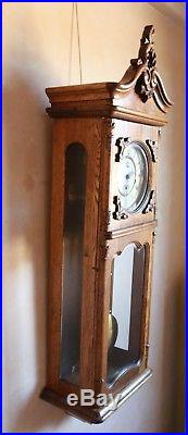 44 Vintage Oak Wall Clock Westminster Movement Pendulum with 8 Chimes