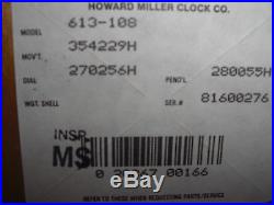 613-108 Howard Miller W. German Works Sandringham WESTMINSTER CHIME WALL CLOCK