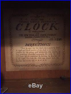 8 Day westminster chime New England clock Co. 17x28 Inches Tall