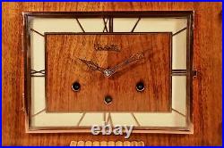 A Vedette Very Stylish Art Deco Westminster Carillon Walnut Mantel Clock French
