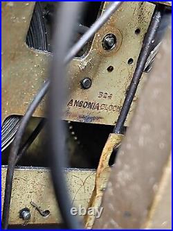 ANTIQUE 1920s ANSONIA Tambour Mantle Clock b24 Movement Parts/Repair Runs