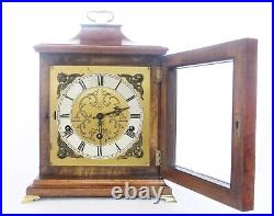 ANTIQUE GERMAN WESTMINSTER CHIMES MANTEL CLOCK, WALNUT CASE, URGOS, WORKS, c1920