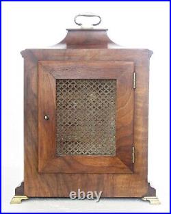 ANTIQUE GERMAN WESTMINSTER CHIMES MANTEL CLOCK, WALNUT CASE, URGOS, WORKS, c1920