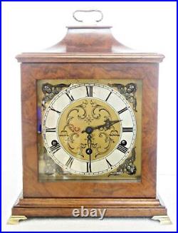 ANTIQUE GERMAN WESTMINSTER CHIMES MANTEL CLOCK, WALNUT CASE, URGOS, WORKS, c1920