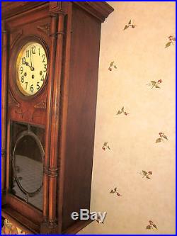 ANTIQUE JUNGHANS GERMAN WESTMINSTER CHIME WALL CLOCK CIRCA 1910