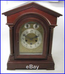 Antique Junghans Westminster Chime Walnut Mantel Parlor Clock