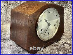 ART DECO Enfield 8-DAY Mantel Clock withWestminster Chime withKEY -FULLY OPERATIONAL