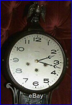 All Original Antique 1924 Ansonia Banjo #3 Westminster Chime Hanging Wall Clock