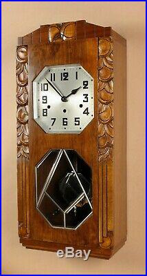 An Art Deco Westminster Carillon Walnut Wall Clock French/Germany circa 1940