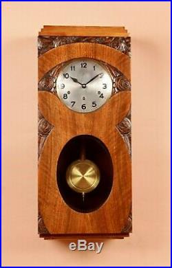 An Art Deco Westminster Carillon Walnut Wall Clock French/Germany circa 1940