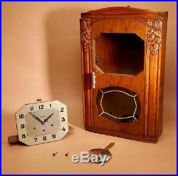 An Art Deco Westminster Vedette Carillon Oak Wall Clock French circa 1935