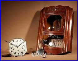 An Art Deco Westminster Vedette Carillon Oak Wall Clock French circa 1935