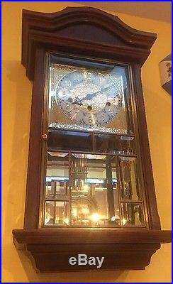 Ansonia Brass Beveled Glass German Movement Triple Chime Wall Clock Westminster